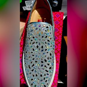 Ladies Size 11 Silver Slip on Sneakers